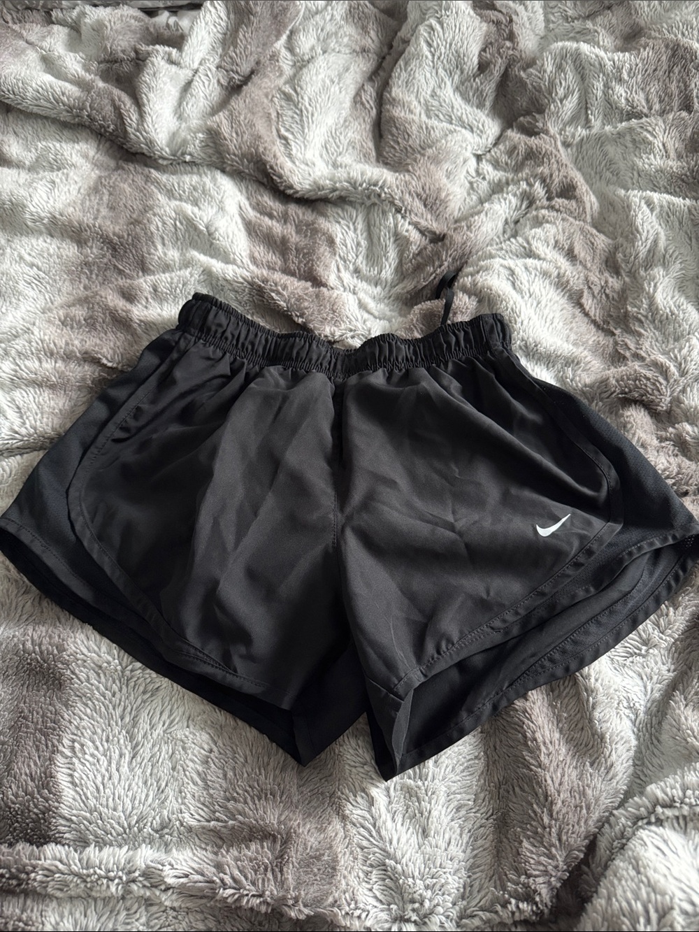 Nike Women's Black Athletic Running Shorts with White Swoosh